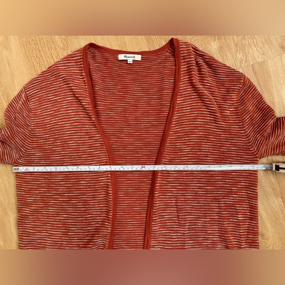 Madewell striped open cardigan sweater small Summer Ryder torch orange brown - Picture 9 of 12